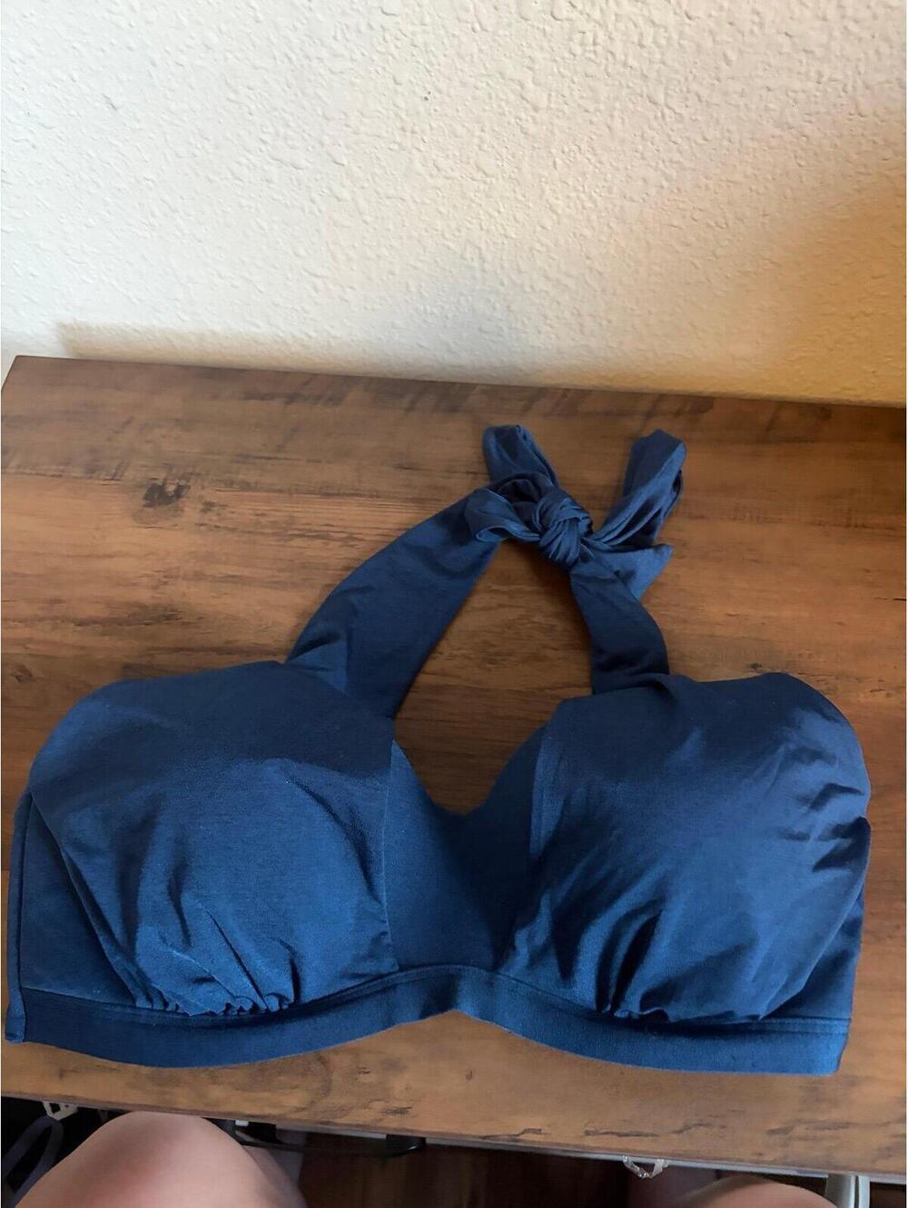 Athleta blue halter tie neck swim top size 36B/C